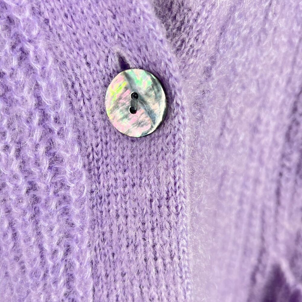 Naadam Mohair‎ Wool Blend Cardigan Sweater Size M Purple - Picture 5 of 10